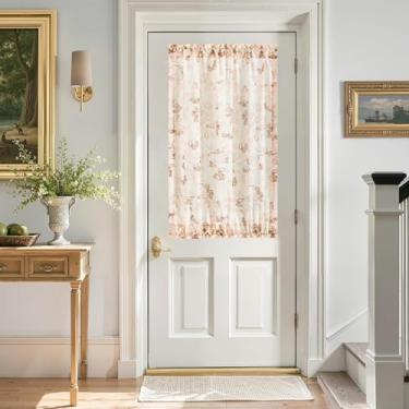 Imagem de Leeva Cortinas laterais não transparentes para porta da frente, painéis de porta de privacidade semitransparentes rosa rosa, cortina de janela francesa com filtro de luz com bolso de haste, 63,5 cm L