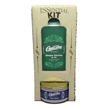 Imagem de Kit Essential Caballeros (Shampoo Refreshing Tea Tree 140ml + Shine Pomade 110g + Caixa Presente)