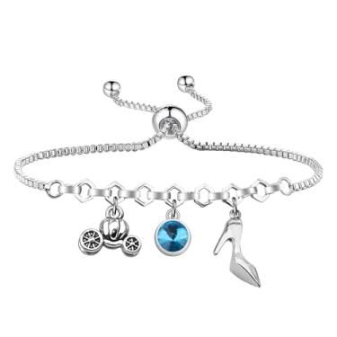 Imagem de UJIMS Colar de chinelo de vidro inspirado em princesas, joias para fãs de contos de fadas, para mulheres, pulseira de fã de princesas, Large, Aço inoxidável, Sem Pedra Preciosa