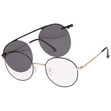 Imagem de Armação Óculos Clipon 2 Em 1 Grau Masculino Redondo Déli