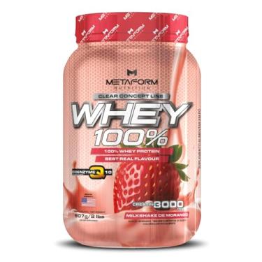Imagem de Whey 100% Concentrado c/Creatina e Coenzima q10 Pote 907g - Metaform Nutrition (900, Morango)