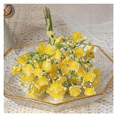 Imagem de Flores artificiais Buquê de flores artificiais plástico com 40 cabeças, planta falsa artesanal, arranjo floral para casamento, decoração mesa para casa(F)