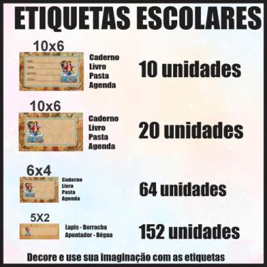 Imagem de Etiqueta Adesiva Escolar em Vinil Tema Personagem Diversos - Dekal Dec