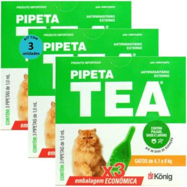 Imagem de Pipeta Tea 1,0 ml Antiparasitário Contra Pulgas Para Gatos de 4,1 até 