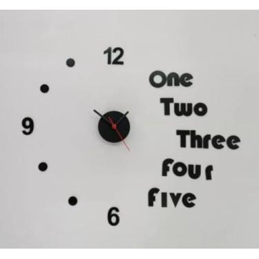 Imagem de Relógio Preto Decorativo Parede Inglês One Acrílico Sala Quarto