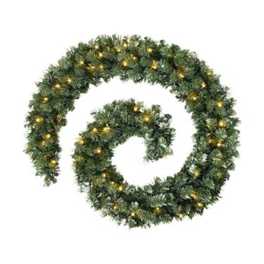 Imagem de Ｂｅｓｇａ Guirlanda de Natal com pinheiros, guirlanda de folhagem verde, centro de mesa versátil, decoração para pendurar na porta de entrada, planta verde para