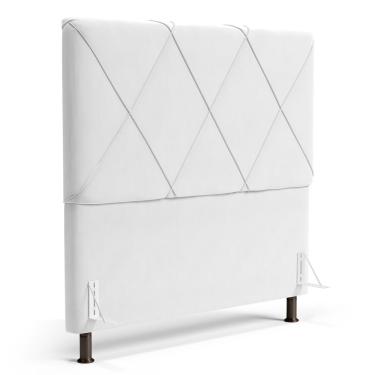 Imagem de Cabeceira Cama Box Casal Mel 140cm Com Frame Sintético Branco - Abmaza