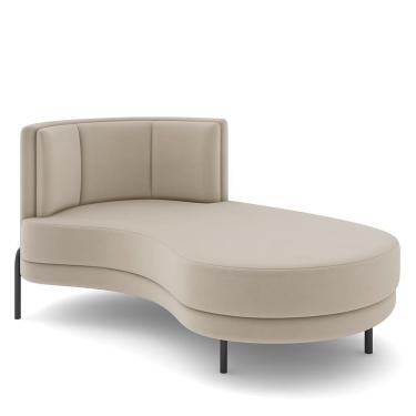 Imagem de Sofá Chaise Longue Living Lucca Direito D02 Veludo Bege C-309