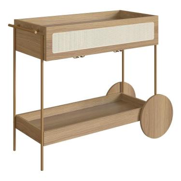 Imagem de Carrinho Bar 1 Gaveta Porta Taças Pé Metal Arlo A10 Hanover-dourado - Mpozenato