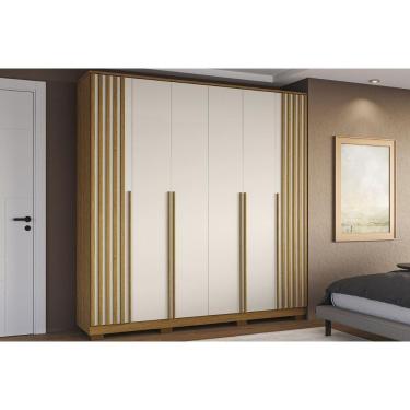 Imagem de Guarda Roupa Casal 6 Portas (2 Ripadas) E 4 Gavetas Jamile Cinamomo/off White - Acp
