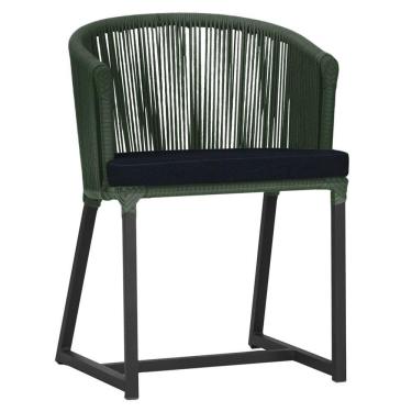 Imagem de Cadeira De Jantar Noronha Alumínio Preta E12 Trama  Verde