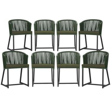 Imagem de 8 Cadeiras De Jantar área Noronha Preta E13 Trama Original Verde
