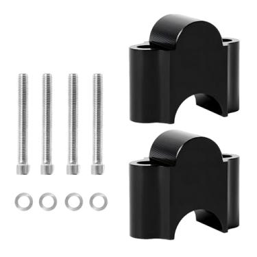 Imagem de Elevadores de guidão para motocicletas, kit de montagem de alumínio com corte CNC, acabamento preto, para passeios de rua e trilha, inclui arruelas e parafusos
