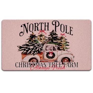 Imagem de Exqcom Tapete de porta de Natal do Pólo Norte, capacho de caminhão de árvore de Natal para ambientes internos e externos, entrada de entrada, guirlanda de Natal para férias de inverno, tapete de