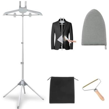 Imagem de Suporte de vaporizador para roupas - Suporte de vaporizador ajustável, suporte portátil para cozinhar a vapor e passar a ferro - cinza