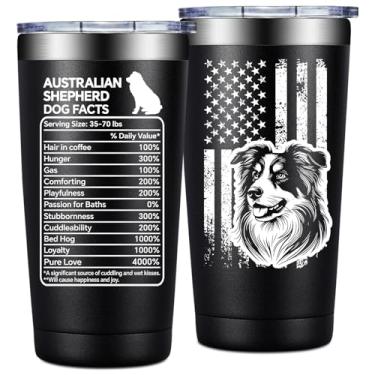 Imagem de Loecuxe Presentes de pastor australiano para mulheres, homens - Dia das Mães, Dia dos Pais, presentes de aniversário para donos de cães pastores - Copo de 590 ml