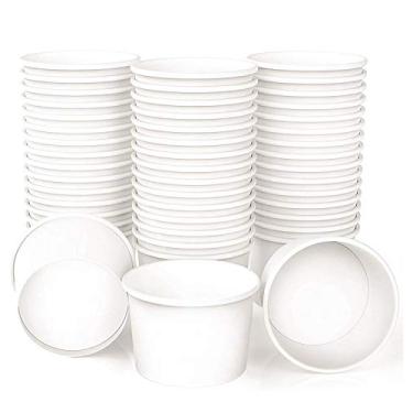 Imagem de Copos de papel Copos de sorvete 170 g Tigelas de sobremesa brancas congeladas copo de iogurte pacote com 50
