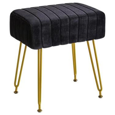 Imagem de Apoio para os pés Otomano IBUYKE Velvet retangular preto com pernas do