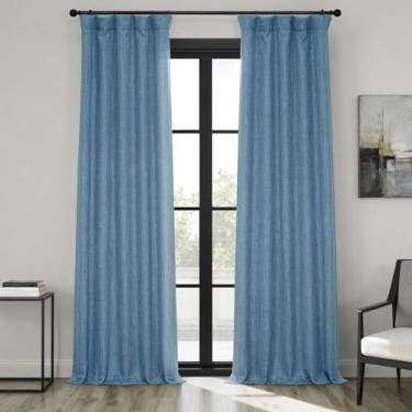 Imagem de HPD Half Price Drapes Cortinas texturizadas de linho sintético para quarto de 246 cm de comprimento (1 painel), 127 cm L x 246 cm C Cortinas para sala de estar, decoração de casa, jeans