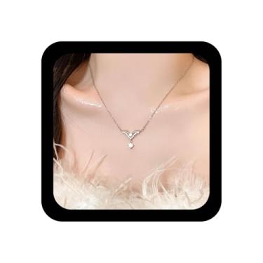Imagem de Ximdble Colar com pingente de asa de anjo de cristal vintage, colar gargantilha de asa de strass, corrente de ponto de cristal prateado, brilhante, zircônia cúbica, gargantilha de strass para mulheres