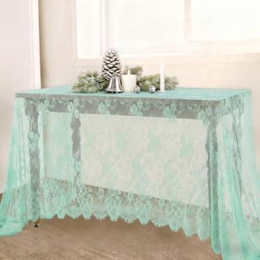 Imagem de LuoluoHouse Toalha de mesa de renda vintage tecido de mesa 152 x 300 cm para jardim rústico casamento chá de noiva decoração de festa retangular sobreposição longa vintage bordado recepção toalha de