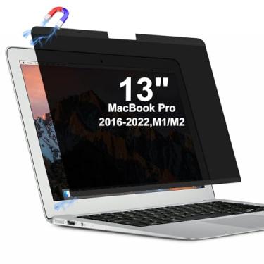 Imagem de Hoktods Tela de privacidade magnética MacBook Pro 13 polegadas (2016-2022, M1, M2)/MacBook Air 13 polegadas (2018-2021, M1), protetor de tela de privacidade com filtro antirreflexo azul removível com