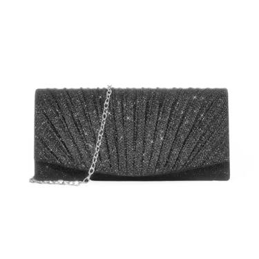 Imagem de BVEOGMRO Bolsa feminina à noite, bolsa clutch transversal, brilhante, para casamento, festa formal, coquetel, formatura, Preto