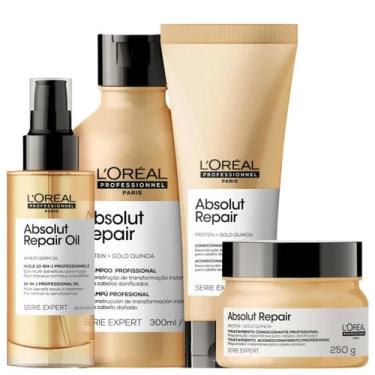 Imagem de Kit Loréal Absolut Gold Quinoa + Shp+ Cond+mas+oleo - L'Oréal Proessio