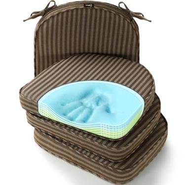 Imagem de SUNROX Almofadas de cadeira de espuma de memória de gel, FadeShield Water, resistentes a manchas, almofadas reversíveis duráveis com laços para cozinha interna/externa, sala de jantar, escritório, 43