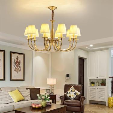 Imagem de Lustre americano de latão com LED, estilo europeu, luxuoso, para sala de estar, restaurante, quarto, villa, hotel, loja de roupas, luminária pendente (D 10 lâmpadas)