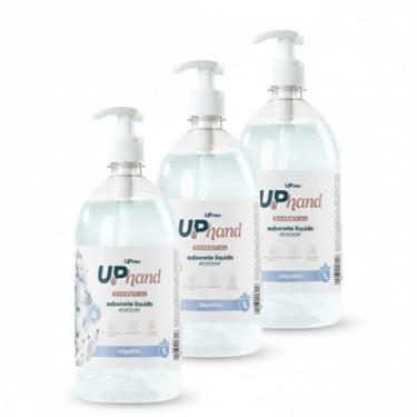 Imagem de Kit 3 Sabonetes Líquidos Glicerinados 1L Algodão Up Hand c/Pump Dispenser UPPRO