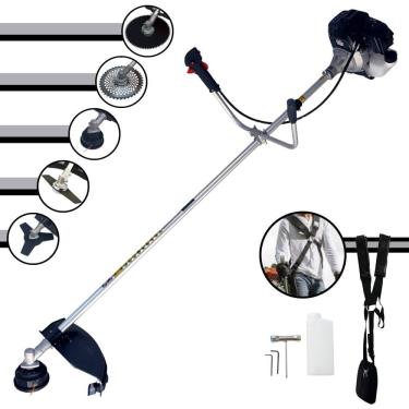 Imagem de Roçadeira Lateral Toyama RT43LB25A À Gasolina 2T 43cc 1,7HP 10.000rpm Robusta e de Alta Performance Com Carretel de Nylon e Kit 4 Lâminas de Cortes