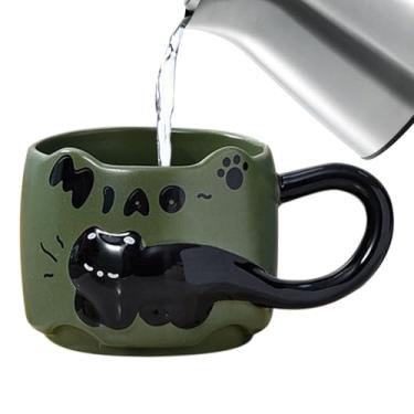 Imagem de Copo de gato - Copos empilháveis de animais | Caneca divertida de cerâmica com desenho animado para café, chá, cozinha, meninas, mãe, pai