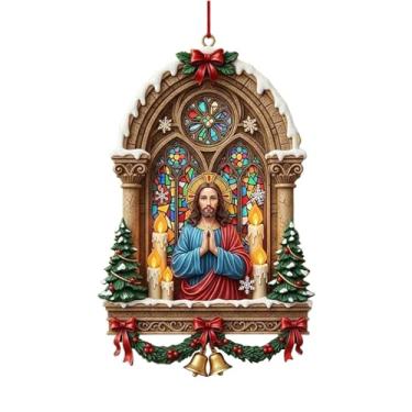Imagem de Enfeites de Natal | Ornamentos religiosos de presépio em acrílico 2D, decoração festiva sazonal para mulheres, homens, mãe, amigos, família, pai