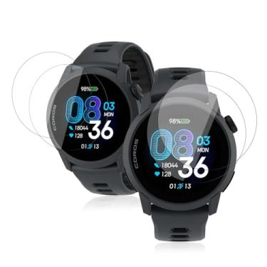 Imagem de NOUKAJU [Pacote com 4] Protetor de tela para Coros PACE 4, protetor de vidro temperado, vidro temperado HD, dureza 9H, resistente a arranhões para relógio esportivo Coros PACE 4