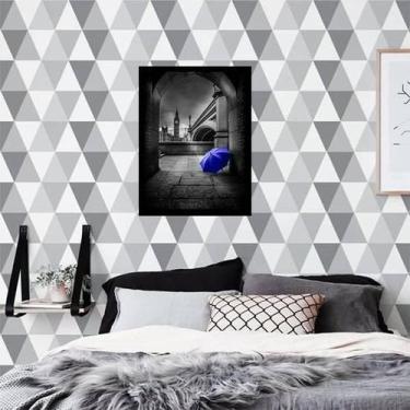 Imagem de Quadro Decorativo Fotografia Sombrinha Azul 34x23cm - Quadros On-Line