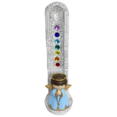 Imagem de Incensario 7 Chakras Branco Vertical Anjinho Azul 22 Cm Em - Lua Místi