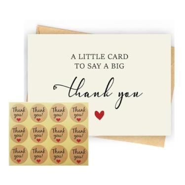 Imagem de 5 cartões de agradecimento, folha dourada em relevo, envelopes Kraft