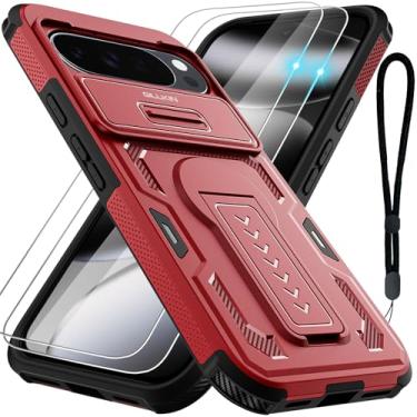 Imagem de GILLKIN Capa para Google Pixel 10 Pro XL com 2 protetores de tela, capa de câmera deslizante, suporte e alça de cordão, capa protetora resistente à prova de choque de 2 camadas de grau militar