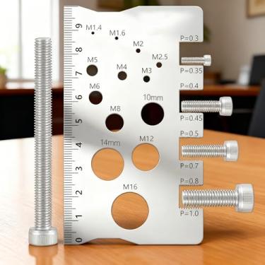 Imagem de Régua de medição de passo de rosca de aço inoxidável, ferramenta de medição de rosca para mecânicos, engenheiros, faça você mesmo (prata)