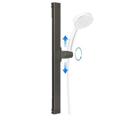 Imagem de Blissland Barra deslizante de chuveiro com suporte de cabeça de chuveiro portátil ajustável em altura e ângulo | Montagem de disco adesivo forte ou instalação de perfuração (material de liga de