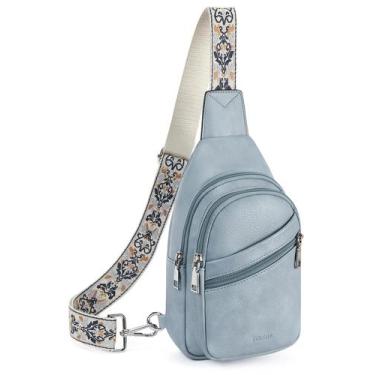 Imagem de Bolso Bandolera Telena de Cuero Vegano Azul Ajustable