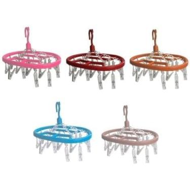 Imagem de Varal Oval de Plástico com 18 Prendedores, Multicolorido, para Roupas Íntimas e Delicadas, Resistente, Qualidade Premium