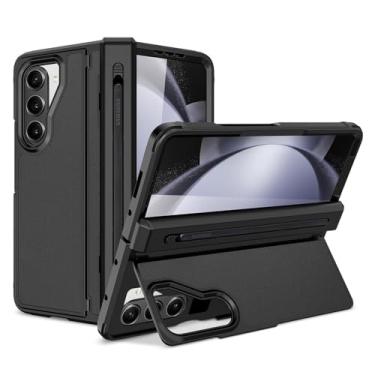 Imagem de Miimall Capa para Samsung Galaxy Z Fold 5 com suporte SPen e caneta, [queda de grau militar] [tela de vidro] [caneta incluída] fina e resistente, com suporte protetor para Samsung Z Fold 5, preto