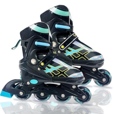 Imagem de Patins em linha ajustáveis para meninos e meninas de 4 a 16 anos, todas as 8 rodas de patins em linha iluminam, lâminas para jovens, crianças, iniciantes em ambientes internos e externos