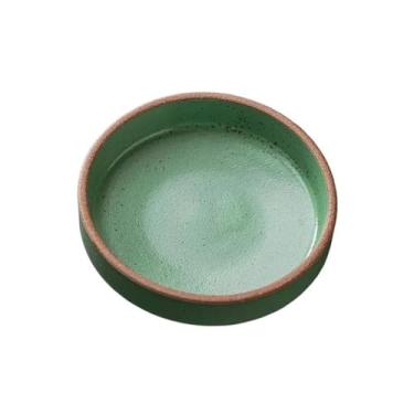 Imagem de prato de lanche Prato de molho retrô cerâmica, prato redondo temperos soja, tigela pequena para tigela de sopa(Green)