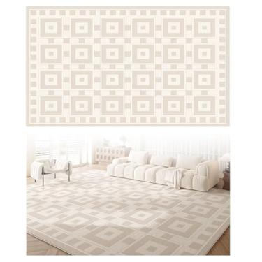 Imagem de SPXMQSS Tapetes laváveis à máquina, tapete para sala de estar, resistente à sujeira, antiderrapante e fácil de cuidar, para sala de estar, quarto, quarto de crianças, bege, verde, preto