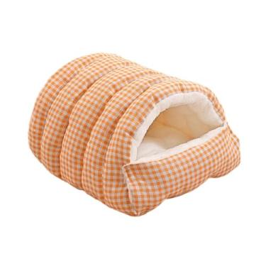Imagem de Ｂｅｓｇａ Cama tipo casinha para gatos e cachorros com almofada autoaquecida, aconchegante e macio para filhotes, cães de pequeno porte gatos de interior, Laranja, S