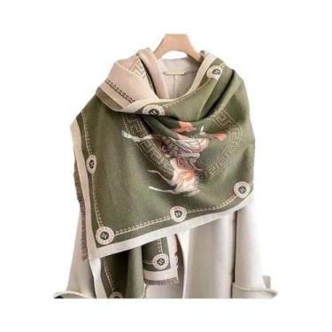 Imagem de Cachecol Feminino De Cashmere Sintético Grosso, Quente Para O Inverno,