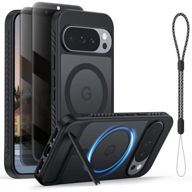 Imagem de Vividarm Capa magnética para Google Pixel 10 Pro XL com 2 películas de privacidade, [suporte invisível embutido] [compatível com Magsafe] fina à prova de choque translúcida para Pixel 10 Pro XL de 6,8